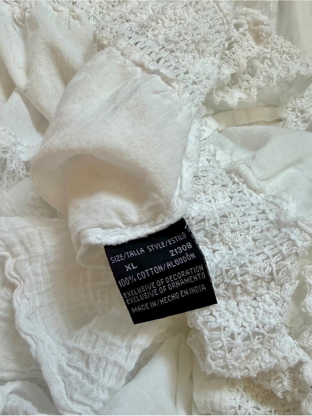 India Made White Lace Crochet Tiered Maxi Dress - XL - Picture 10 of 11